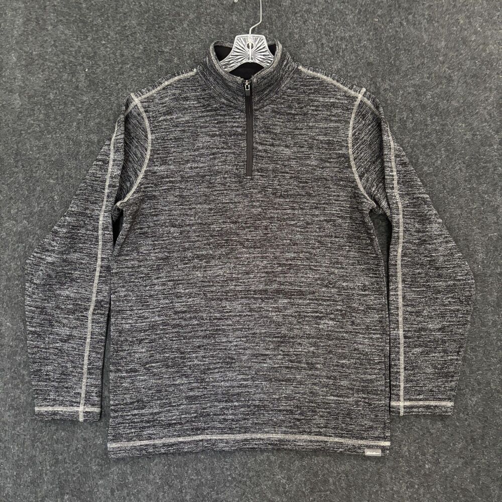 Eddie Bauer Sweater Men's Medium Gray Heather Quarter 1/4 Zip Pullover Knit